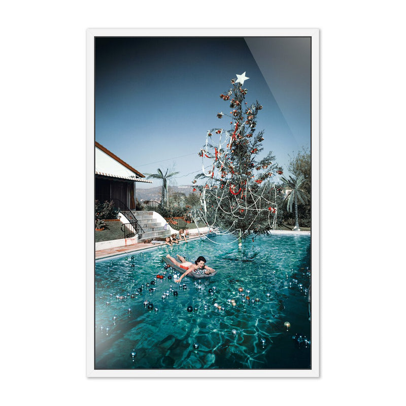 Christmas Swim by Slim Aarons - White Maple Floater