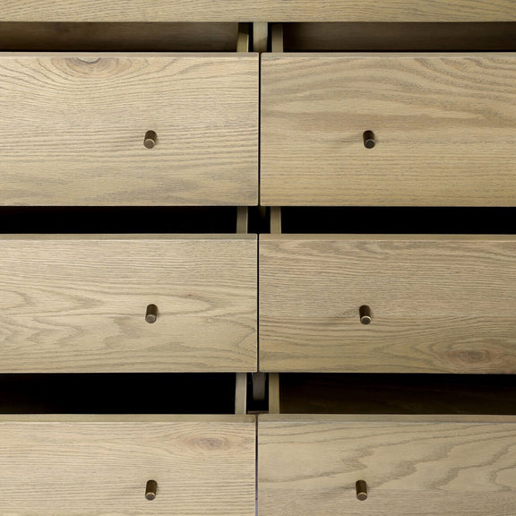 Torrington 6 Drawer Dresser - Sandy Oak Veneer