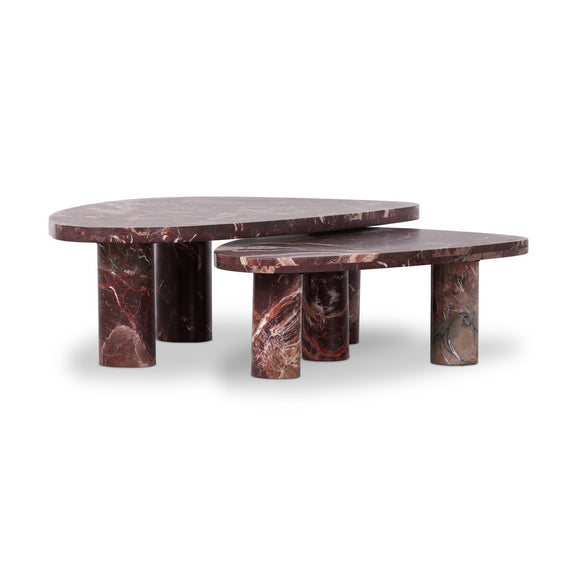 Zion Nesting Coffee Tables - Merlot Marble