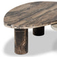 Zion Nesting Coffee Tables - Small Antique White Marble + Large Rocky Brown Marble