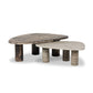 Zion Nesting Coffee Tables - Small Antique White Marble + Large Rocky Brown Marble