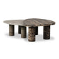 Zion Nesting Coffee Tables - Small Antique White Marble + Large Rocky Brown Marble