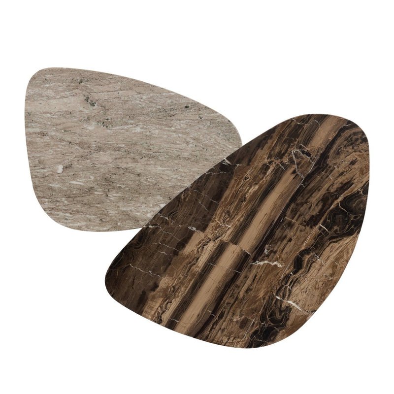 Zion Nesting Coffee Tables - Small Antique White Marble + Large Rocky Brown Marble