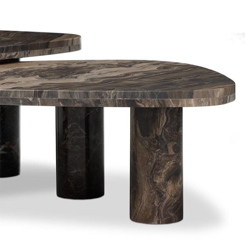 Zion Nesting Coffee Tables - Rocky Brown Marble