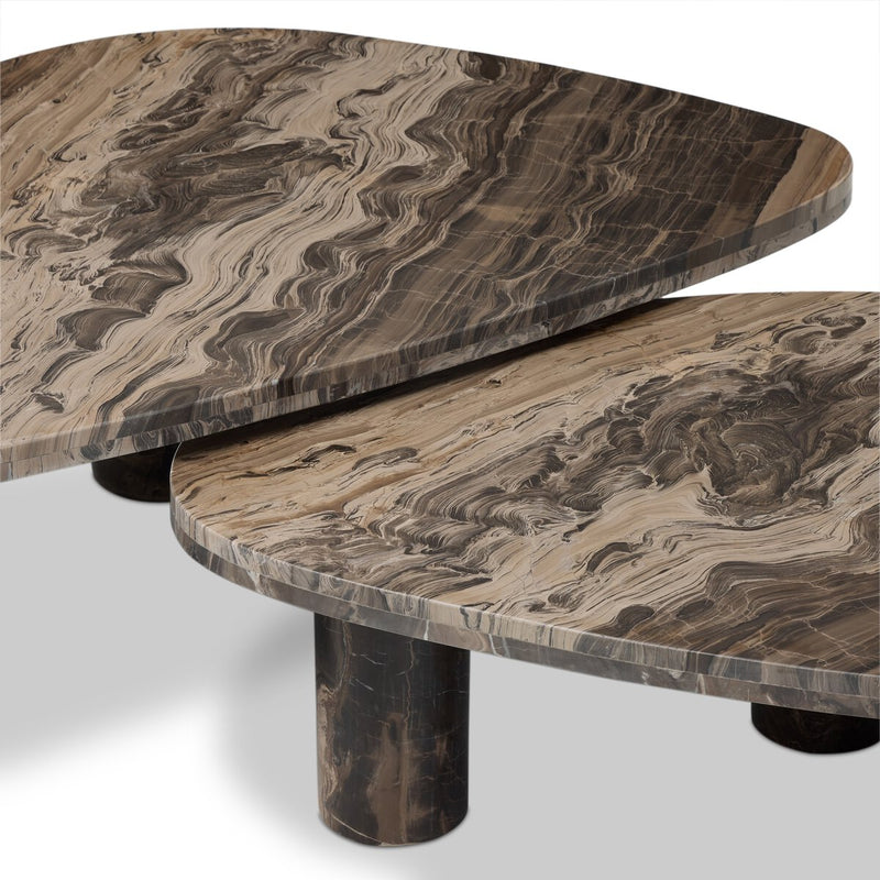 Zion Nesting Coffee Tables - Rocky Brown Marble