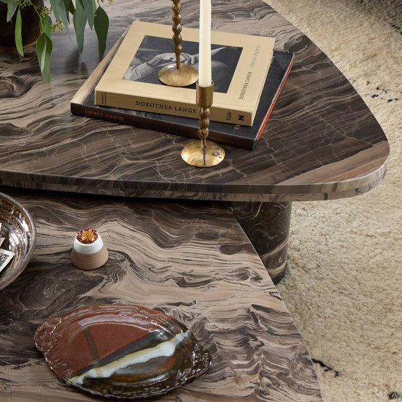 Zion Nesting Coffee Tables - Rocky Brown Marble