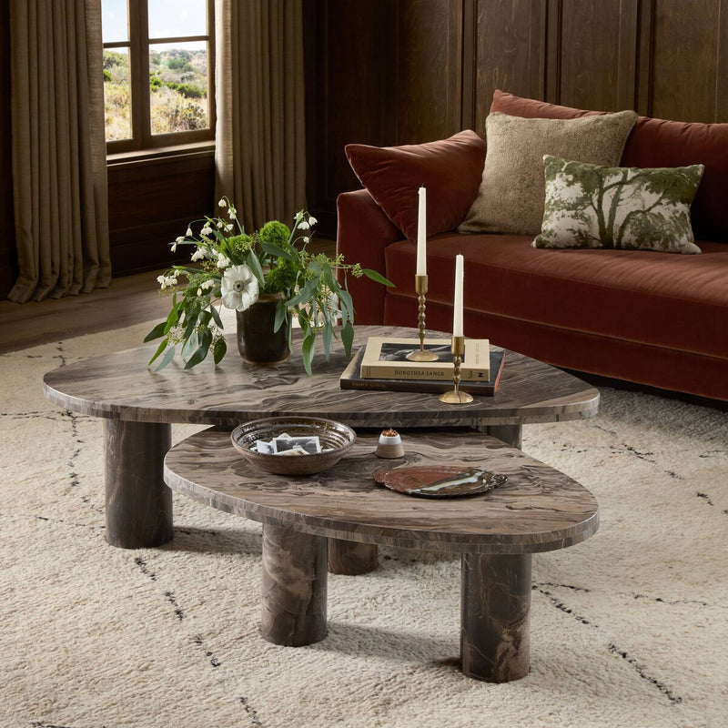 Zion Nesting Coffee Tables - Rocky Brown Marble