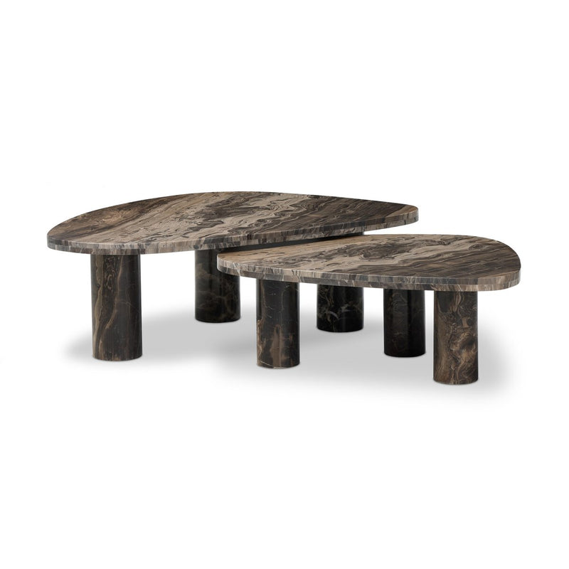 Zion Nesting Coffee Tables - Rocky Brown Marble
