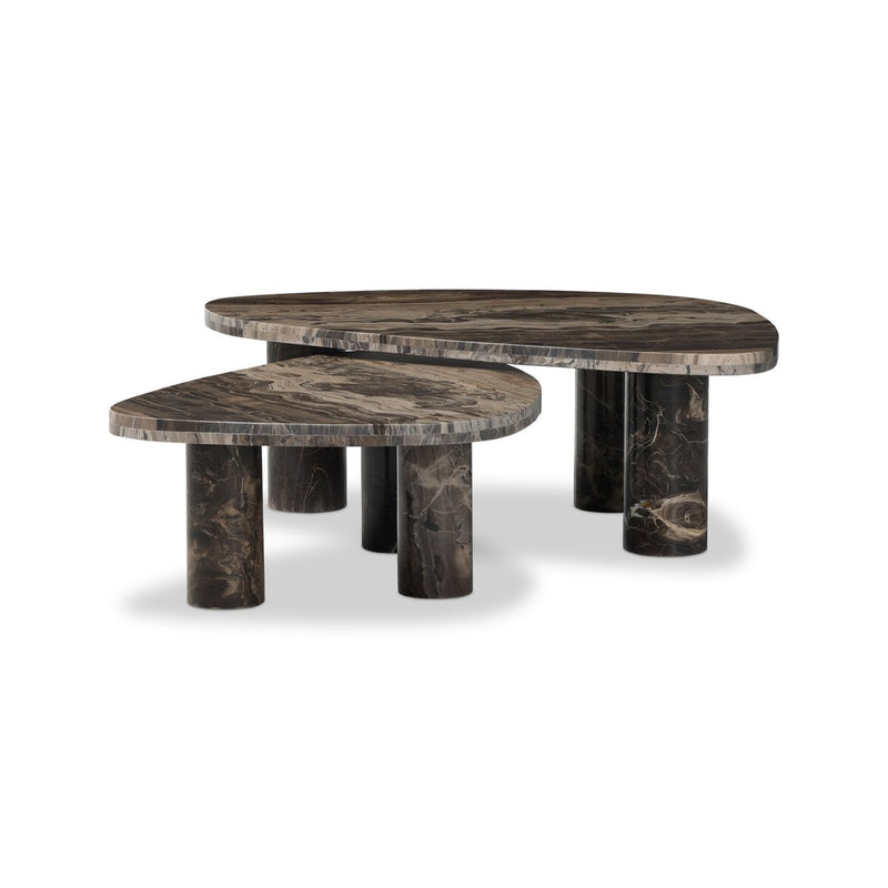 Zion Nesting Coffee Tables - Rocky Brown Marble