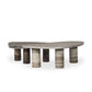 Zion Nesting Coffee Tables - Large Antique White Marble + Small Rocky Brown Marble