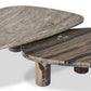 Zion Nesting Coffee Tables - Large Antique White Marble + Small Rocky Brown Marble