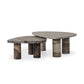 Zion Nesting Coffee Tables - Large Antique White Marble + Small Rocky Brown Marble