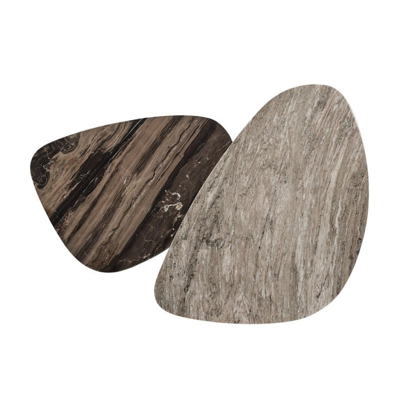 Zion Nesting Coffee Tables - Large Antique White Marble + Small Rocky Brown Marble
