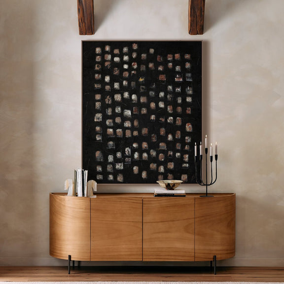 Oculus Black II by Jamie Beckwith - Rustic Walnut Floater