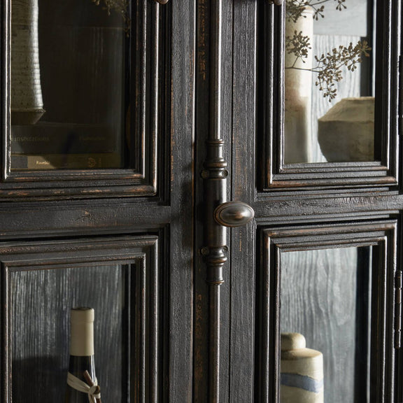 The "You Will Need A Lot Of Hinges" Cabinet - Distressed Burnt Black Veneer