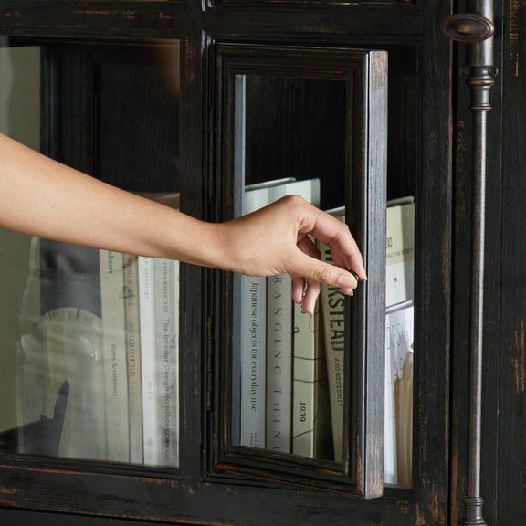 The "You Will Need A Lot Of Hinges" Cabinet - Distressed Burnt Black Veneer