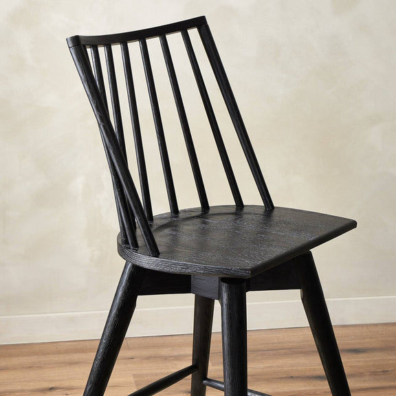 Lewis Swivel Bar + Counter Stool - Black Oak