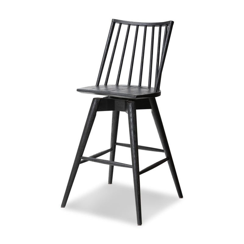 Lewis Swivel Bar + Counter Stool - Black Oak