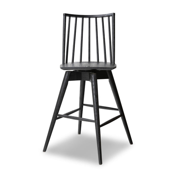 Lewis Swivel Bar + Counter Stool - Black Oak