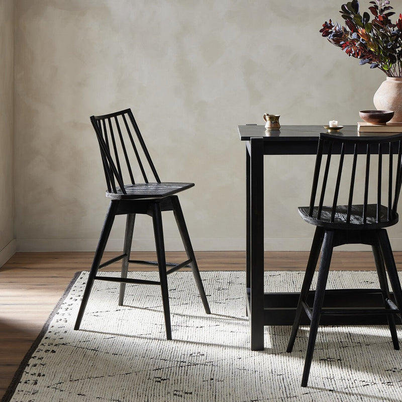 Lewis Swivel Bar + Counter Stool - Black Oak
