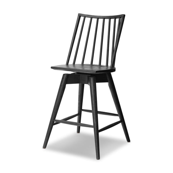 Lewis Swivel Bar + Counter Stool - Black Oak