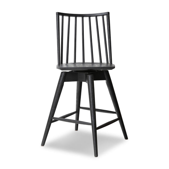 Lewis Swivel Bar + Counter Stool - Black Oak