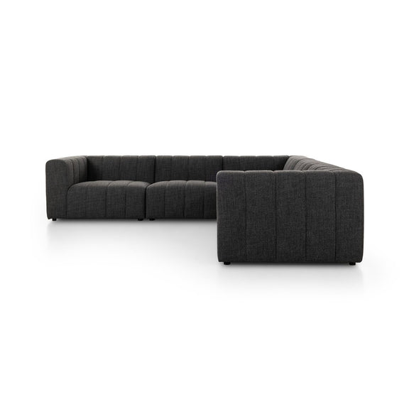 Langham Channeled 5-Piece Sectional - Saxon Charcoal