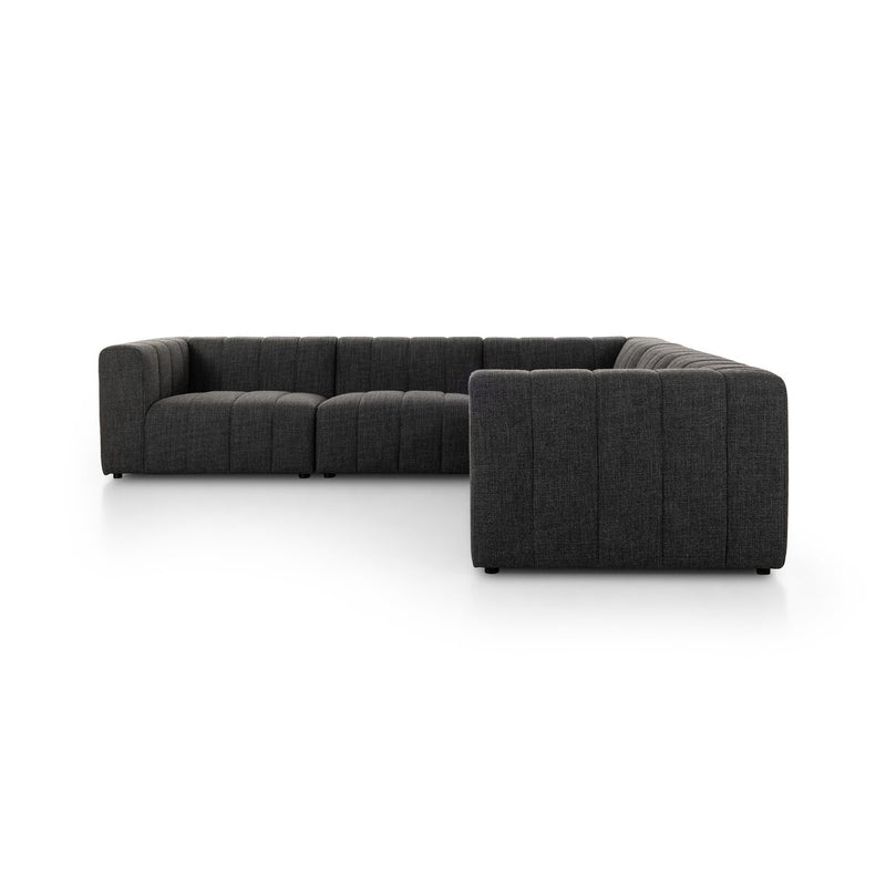 Langham Channeled 5-Piece Sectional - Saxon Charcoal