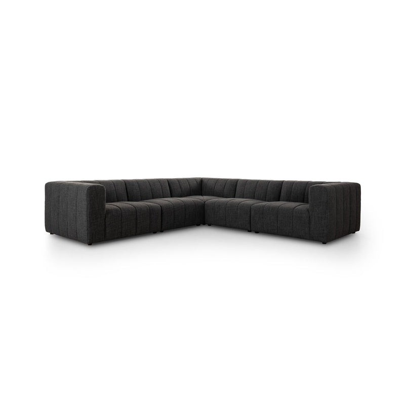 Langham Channeled 5-Piece Sectional - Saxon Charcoal