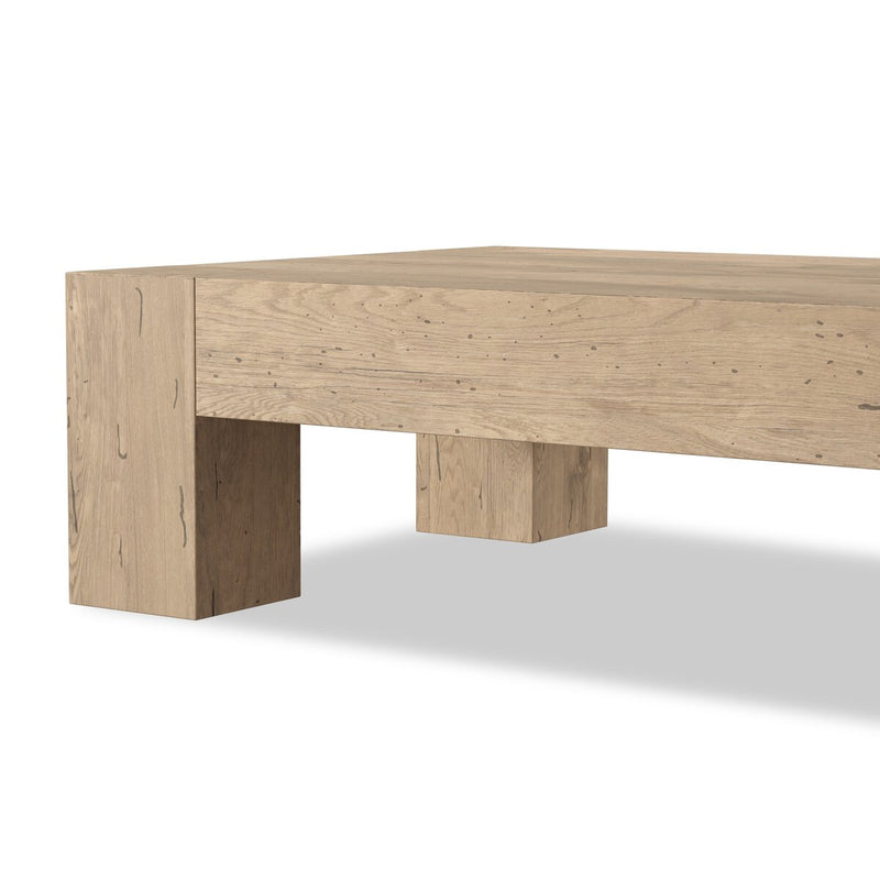 Abaso Rectangular Coffee Table - Whitewash Rustic Wormwood Oak