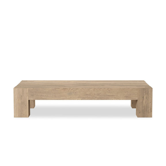 Abaso Rectangular Coffee Table - Whitewash Rustic Wormwood Oak
