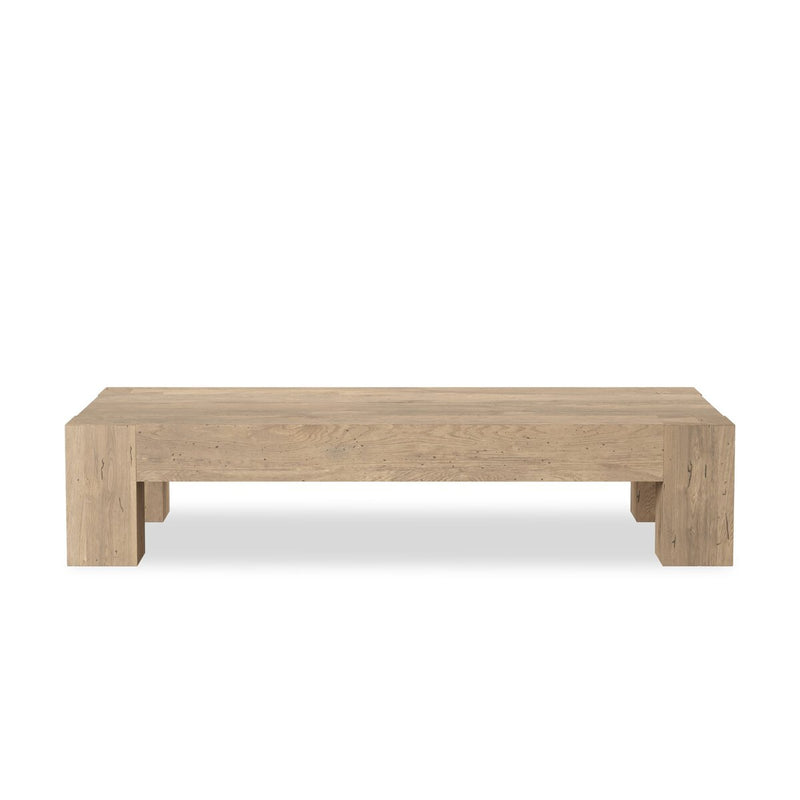 Abaso Rectangular Coffee Table - Whitewash Rustic Wormwood Oak