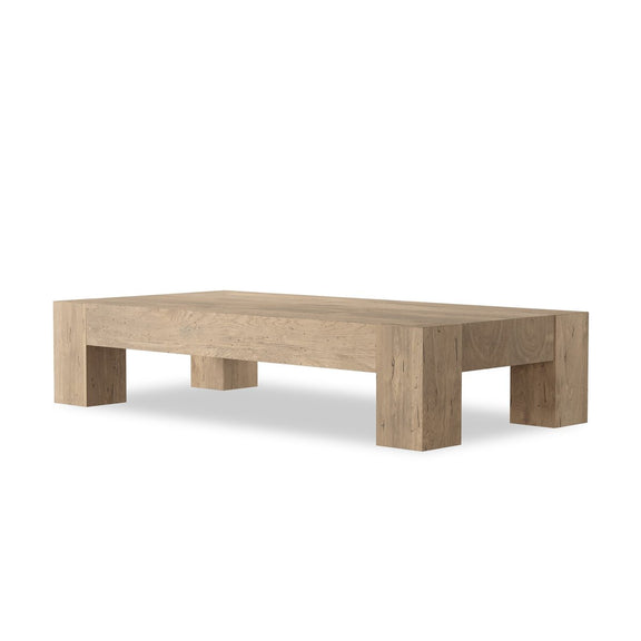 Abaso Rectangular Coffee Table - Whitewash Rustic Wormwood Oak
