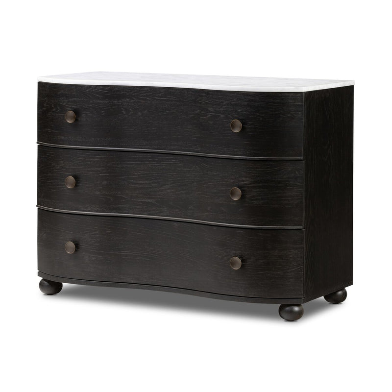 Tiago Marble Chest - Distressed Black