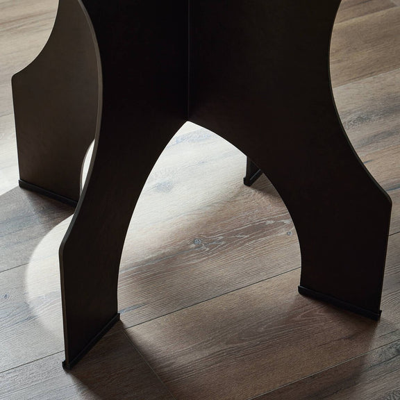 Round Side Table In Solid Iron - Bronze Hammered Textured