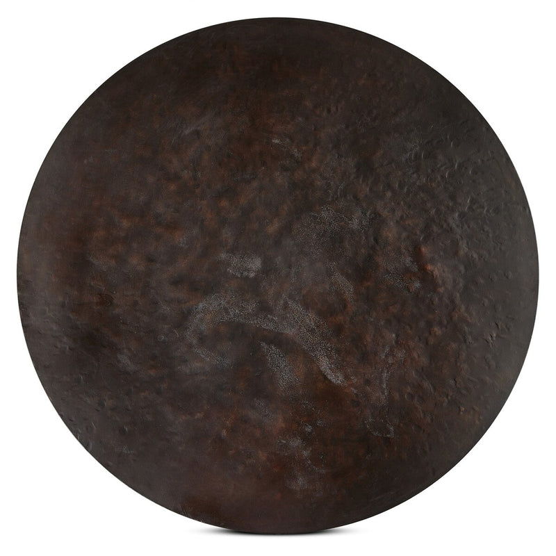 Round Side Table In Solid Iron - Bronze Hammered Textured