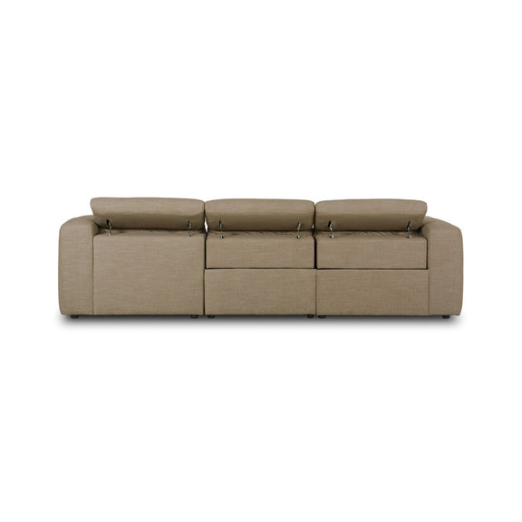Radley Power Recliner 3-Piece Sectional W/ Chaise - Crypton® Nomad Taupe