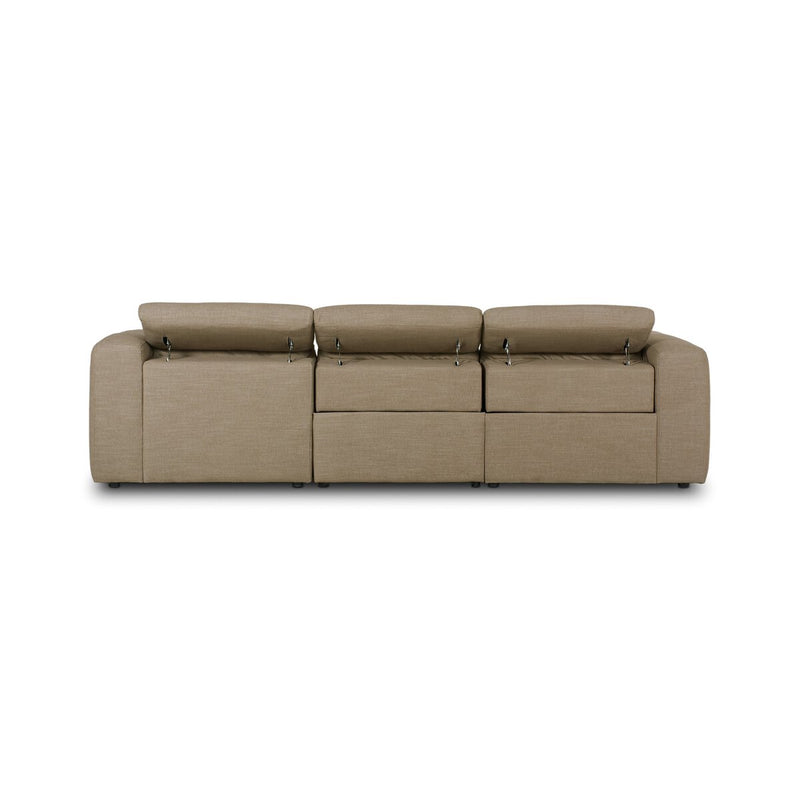 Radley Power Recliner 3-Piece Sectional W/ Chaise - Crypton® Nomad Taupe