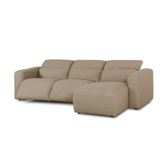 Radley Power Recliner 3-Piece Sectional W/ Chaise - Crypton® Nomad Taupe
