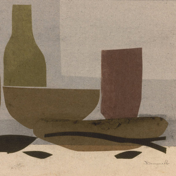 Wine and Olives by Dan Hobday - Rustic Walnut