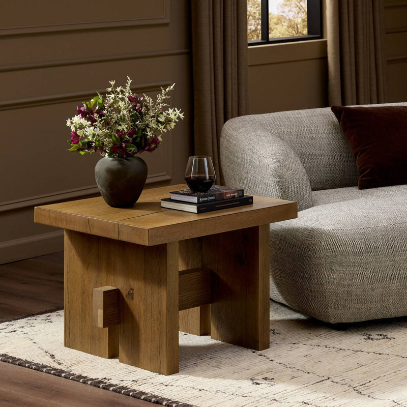 Isaac End Table - Rubbed Light Oak