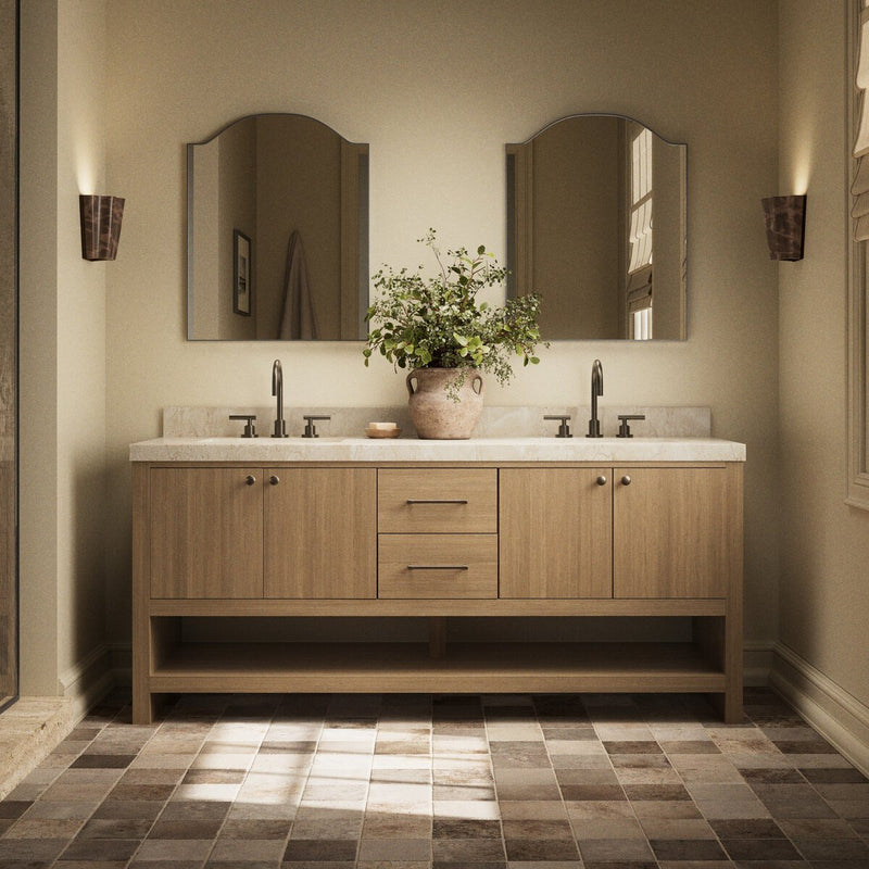 Anthem Double Vanity - Satin Light Wash Oak Veneer