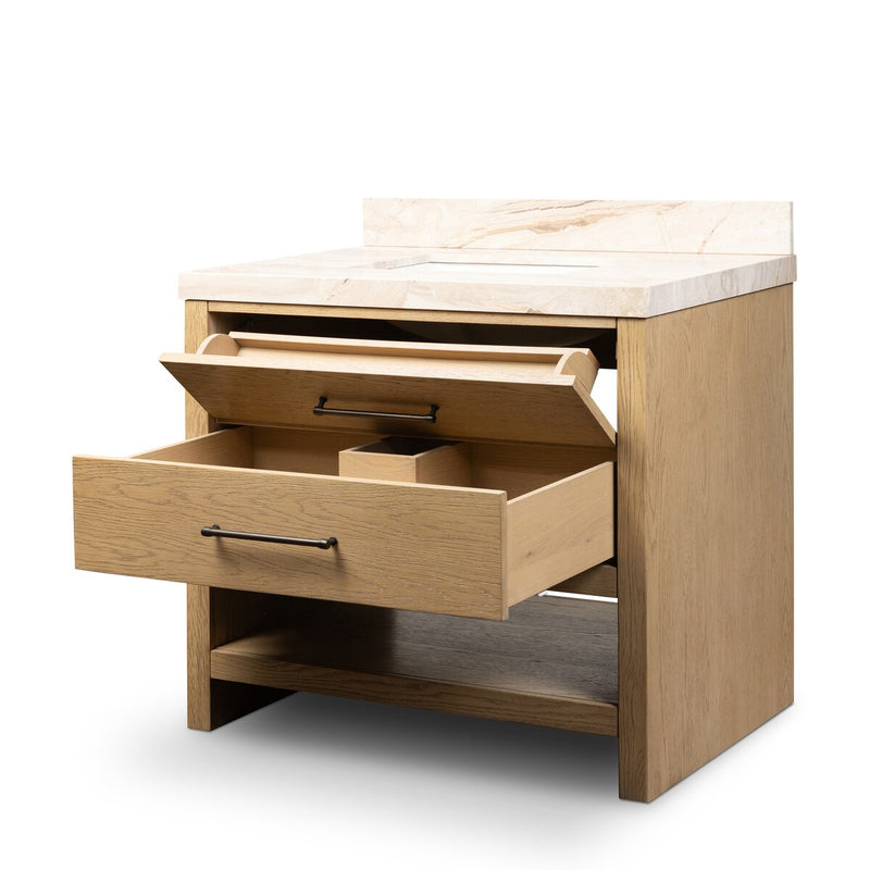 Anthem Double Vanity - Satin Light Wash Oak Veneer