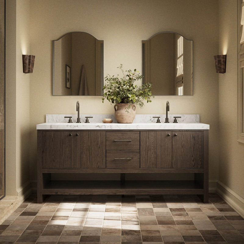Anthem Double Vanity - Satin Espresso Oak Veneer
