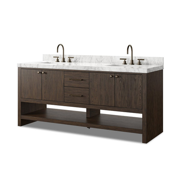 Anthem Double Vanity - Satin Espresso Oak Veneer