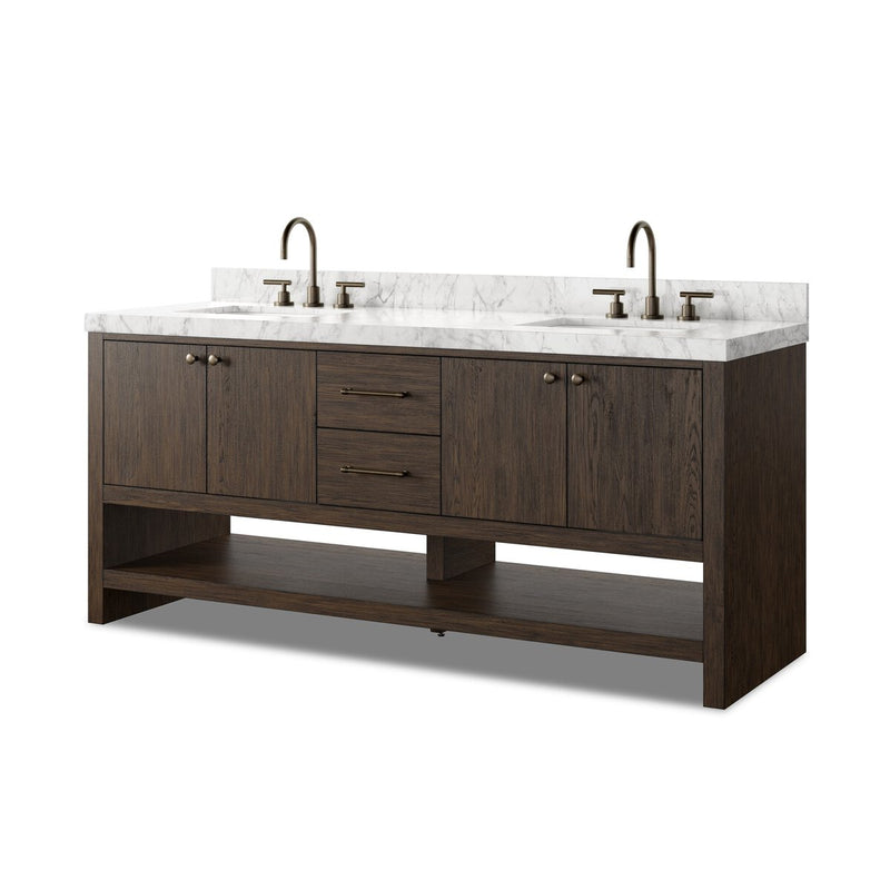 Anthem Double Vanity - Satin Espresso Oak Veneer