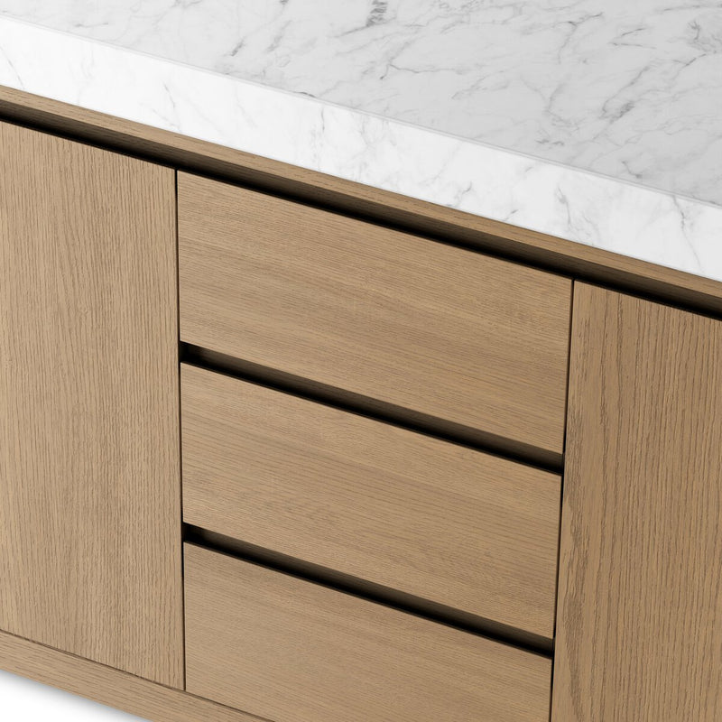 Everett Double Vanity - Satin Light Wash Oak Veneer