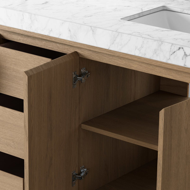 Everett Double Vanity - Satin Light Wash Oak Veneer