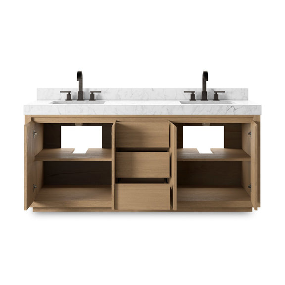 Everett Double Vanity - Satin Light Wash Oak Veneer