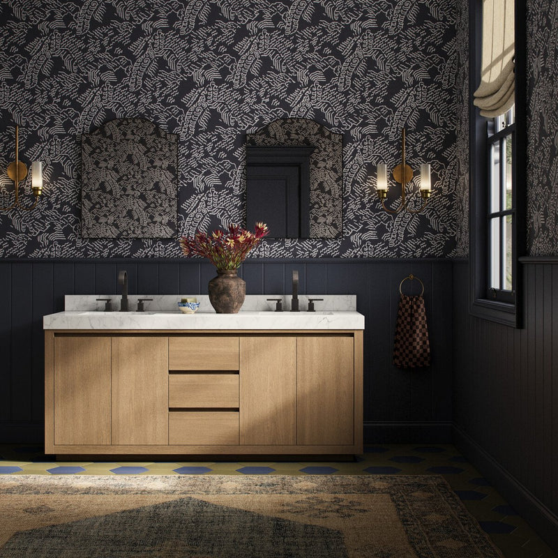 Everett Double Vanity - Satin Light Wash Oak Veneer